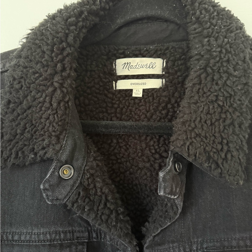 Madewell Black Jean Jacket with Sherpa Collar - Picture 2 of 6